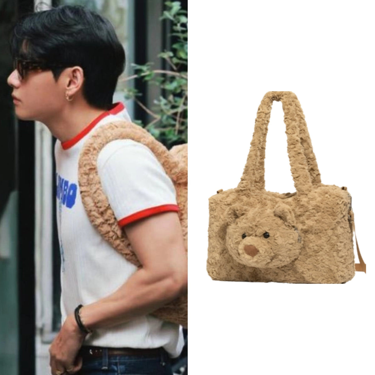 Taehyung Mocha Bear Plush Shoulder Bag