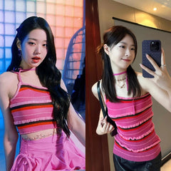 Wonyoung Asymmetric Stripe Top