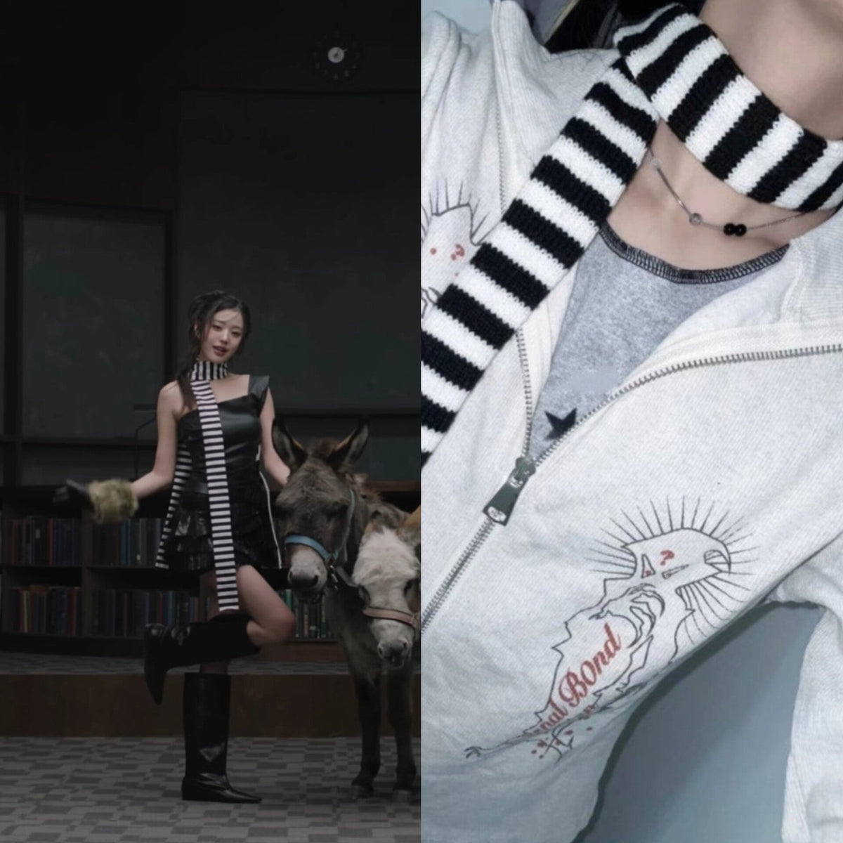 Wonyoung Striped Knit Scarf